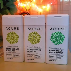 3 ACURE CONDITIONERS (2) Lemongrass & Argan & 1 Peppermint & Echinacea